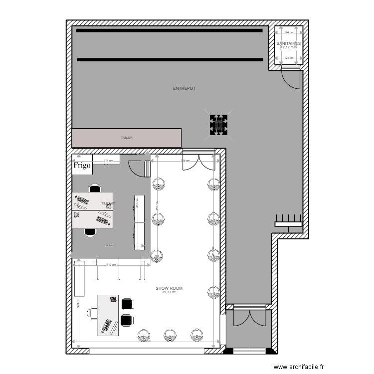 LOCAL MF93. Plan de 5 pièces et 129 m2