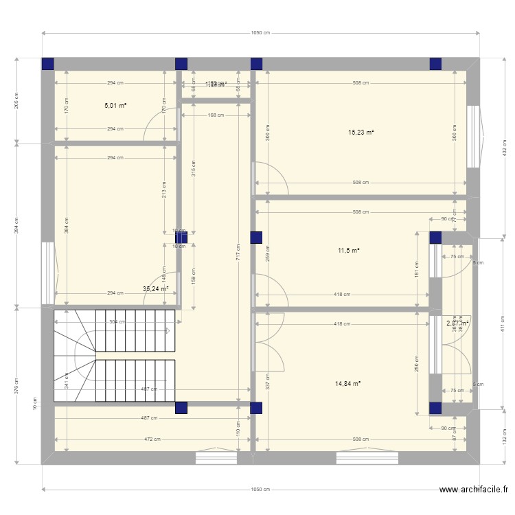 fethi. Plan de 7 pièces et 86 m2