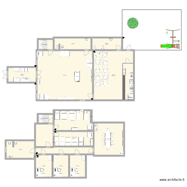 garderie. Plan de 16 pièces et 324 m2