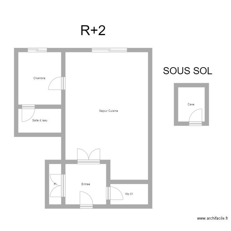 350601165. Plan de 7 pièces et 65 m2