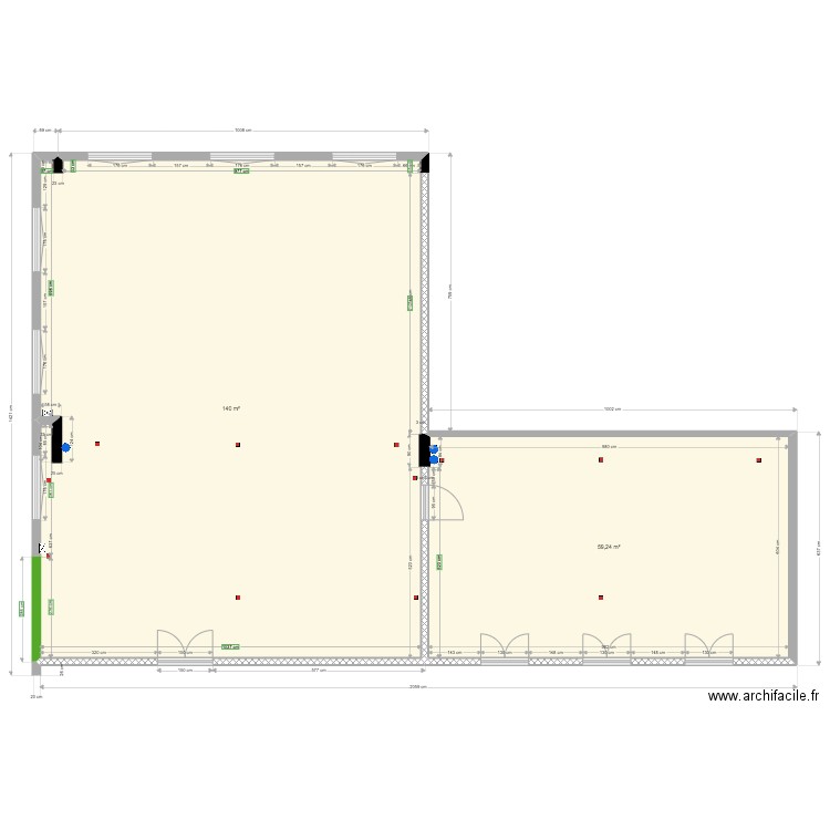 FOMAX. Plan de 2 pièces et 199 m2