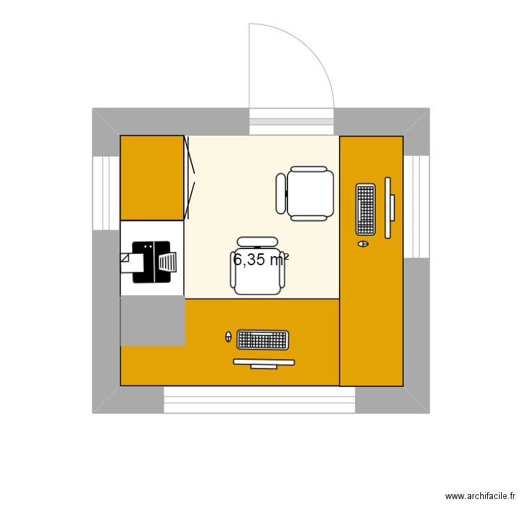 ACC PED. Plan de 1 pièce et 6 m2