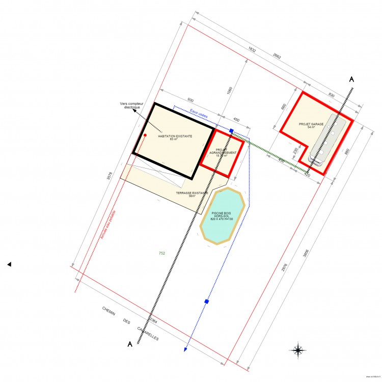 COUPE. Plan de 0 pièce et 0 m2