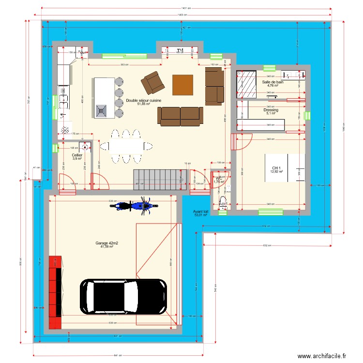 Plan Etage 119m2. Plan de 0 pièce et 0 m2