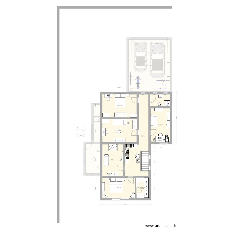 Maison 2.1. Plan de 16 pièces et 251 m2