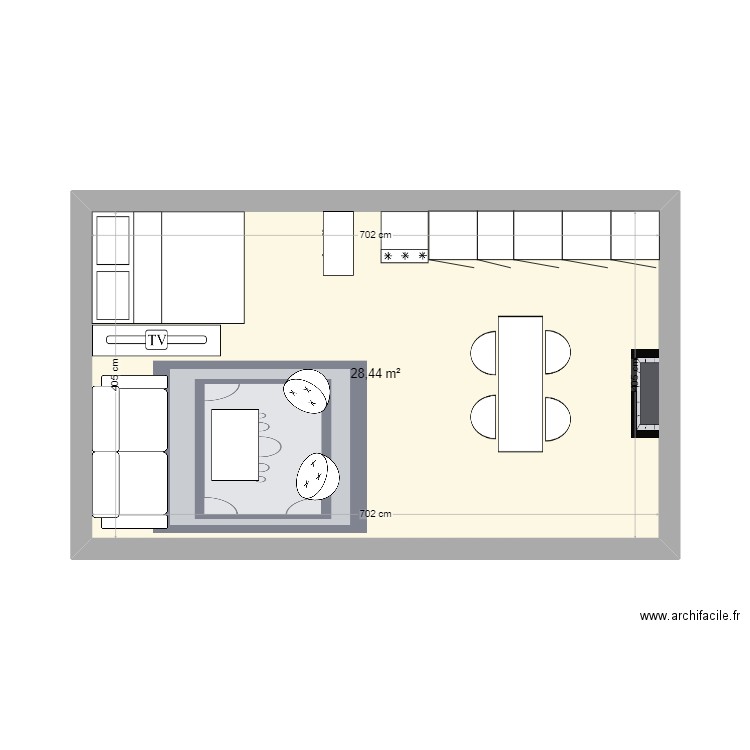 VERSAILLES 1. Plan de 1 pièce et 28 m2