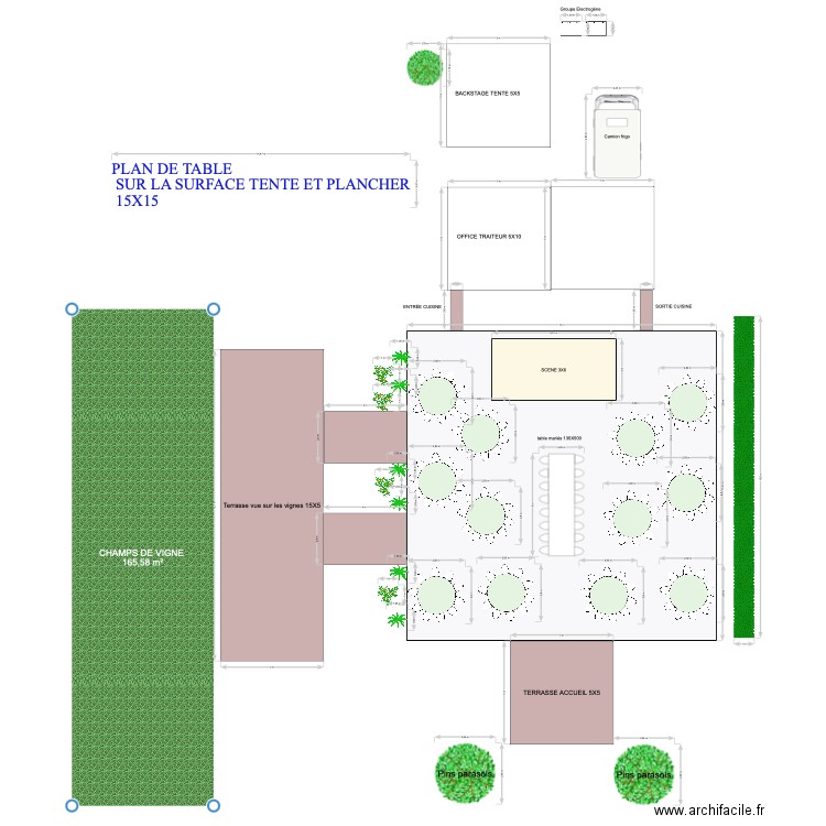 Plan de table tente diner 15X15. Plan de 0 pièce et 0 m2