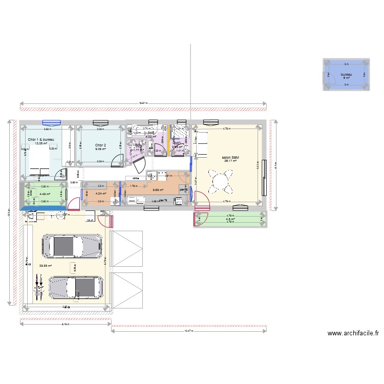 plan ok garage et maison longueur bureau dans chambre. Plan de 0 pièce et 0 m2