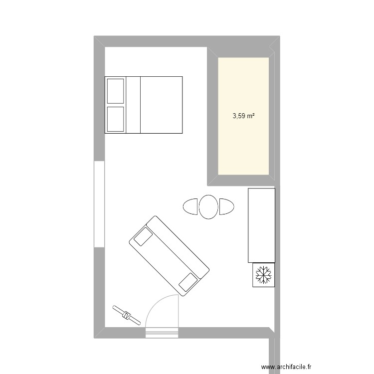 plan abri. Plan de 1 pièce et 4 m2