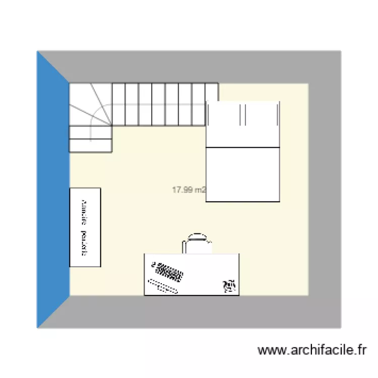 Meubl&eacute; lamb&eacute; 1 chambre. Plan de 