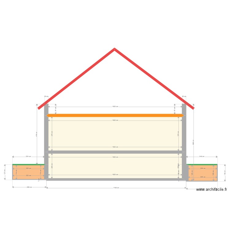 Maison_Vue en coupe. Plan de 0 pièce et 0 m2