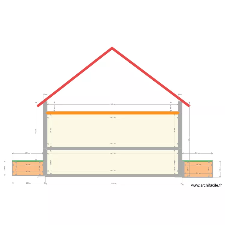 Maison_Vue en coupe. Plan de 