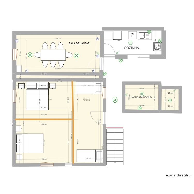 petite maison P-70 ELECTRICITE. Plan de 7 pièces et 60 m2