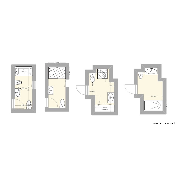 KLIR SdB. Plan de 2 pièces et 8 m2