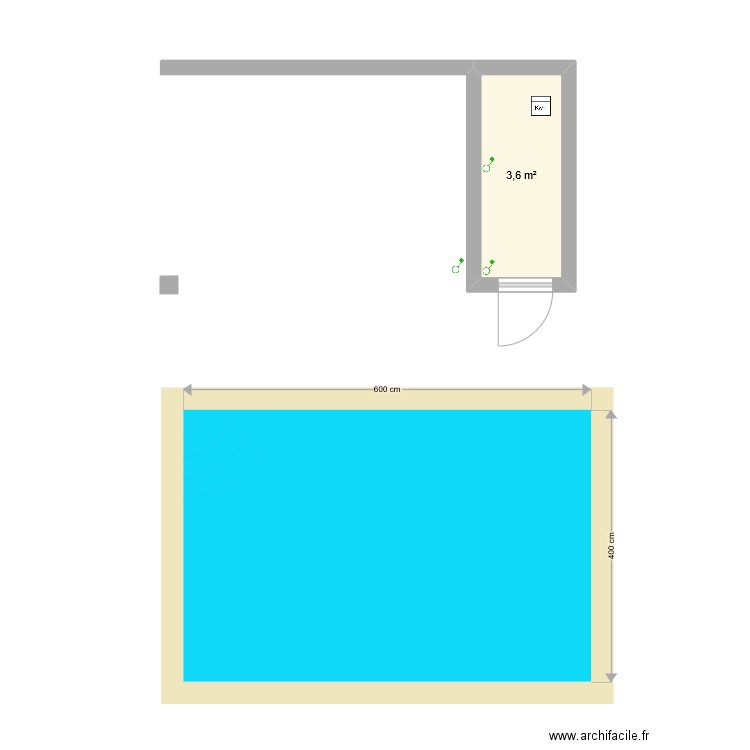plan pool house. Plan de 1 pièce et 4 m2