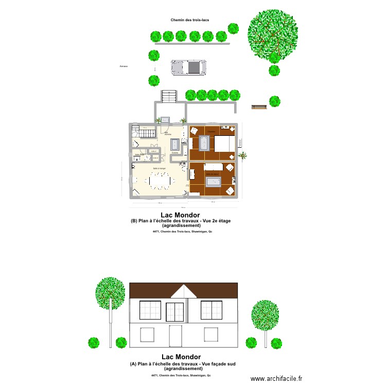 (A-B) Chalet travaux - Façade et 2e étage 2023-08-03 A2. Plan de 3 pièces et 84 m2