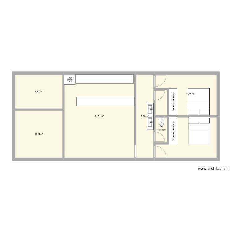 anisio10. Plan de 6 pièces et 74 m2