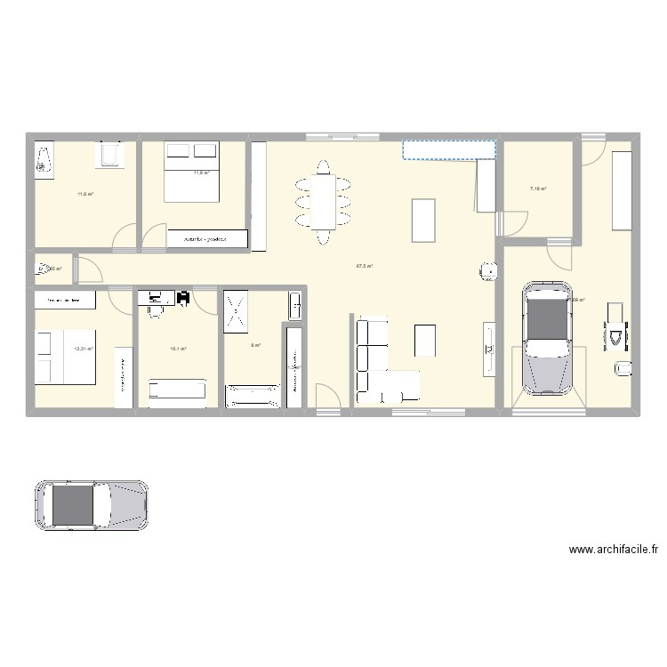 MAISON 1. Plan de 10 pièces et 159 m2