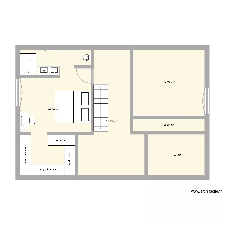 ETAGE. Plan de 5  et 68 m²