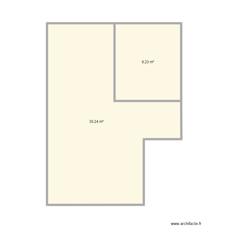 Delage base. Plan de 2 pièces et 39 m2