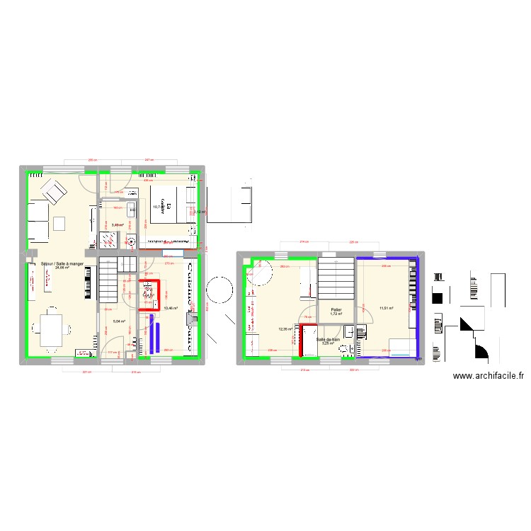 Projet Damous réel. Plan de 26 pièces et 90 m2