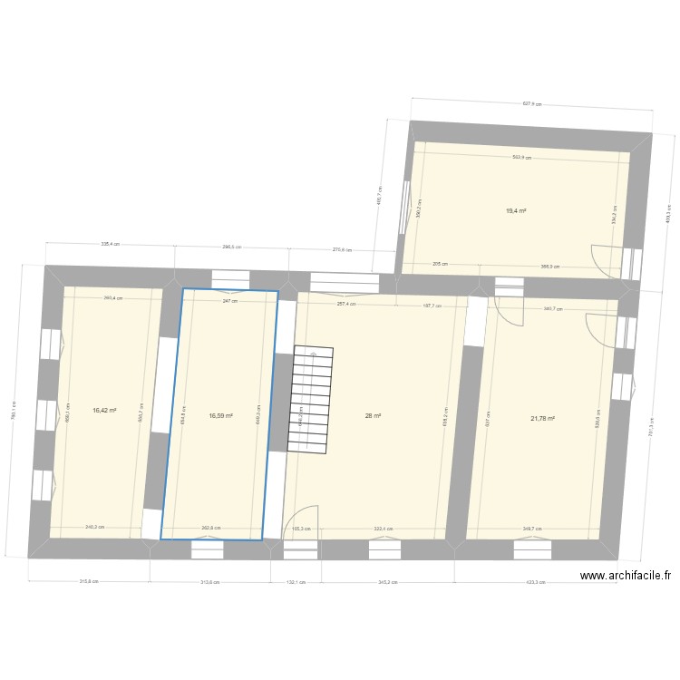 Etage APT projet gros oeuvre 2. Plan de 5 pièces et 102 m2