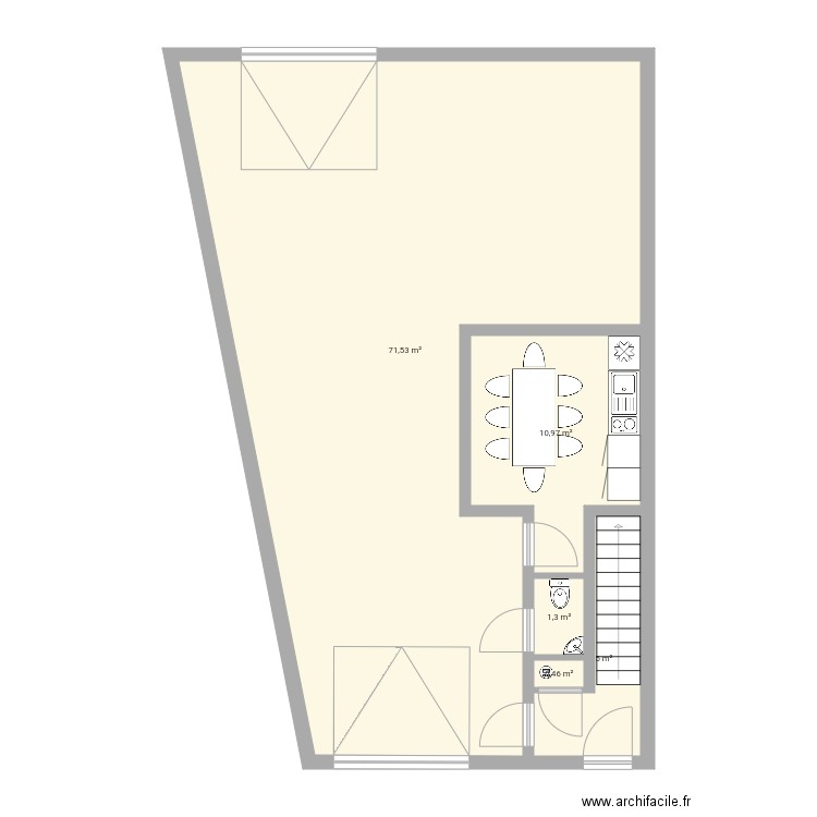 Garage 2. Plan de 5 pièces et 89 m2