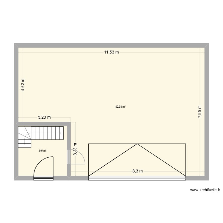 VIVIERS 2. Plan de 2 pièces et 90 m2