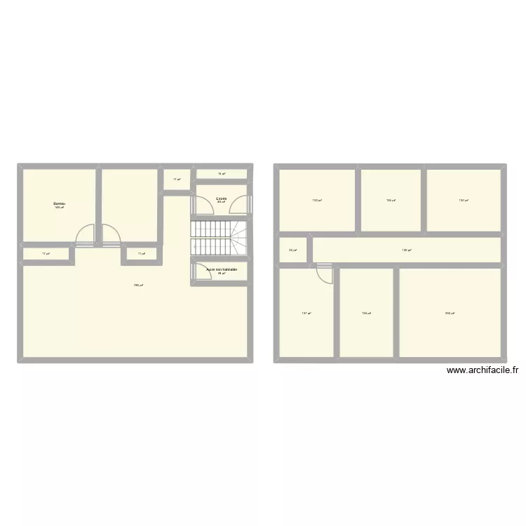 plan a. Plan de 16  et 197 m²