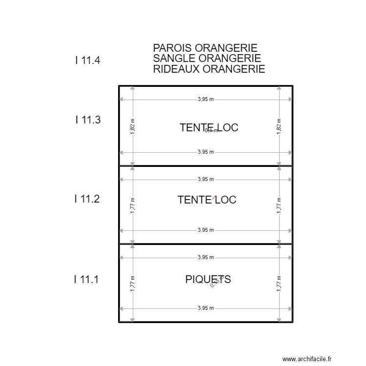 I 11. Plan de 3 pièces et 21 m2