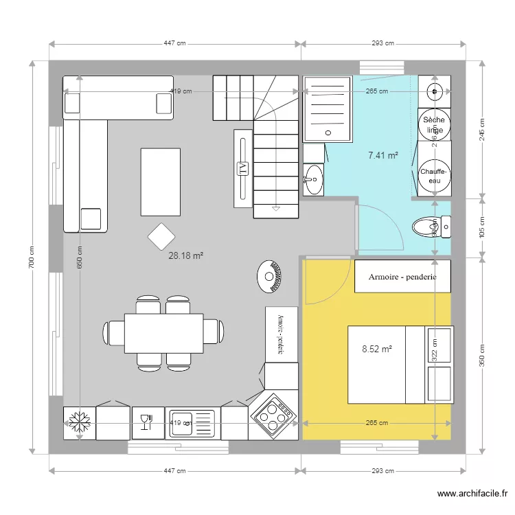 51 m2 étage. Plan de 51 m2 étage. Plan de