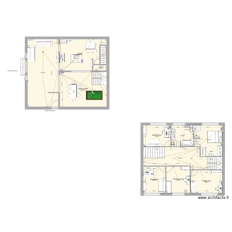Plan Maison V3. Plan de 13 pièces et 184 m2