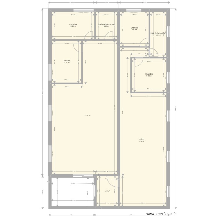 Appartement 134. Plan de 9 pièces et 192 m2