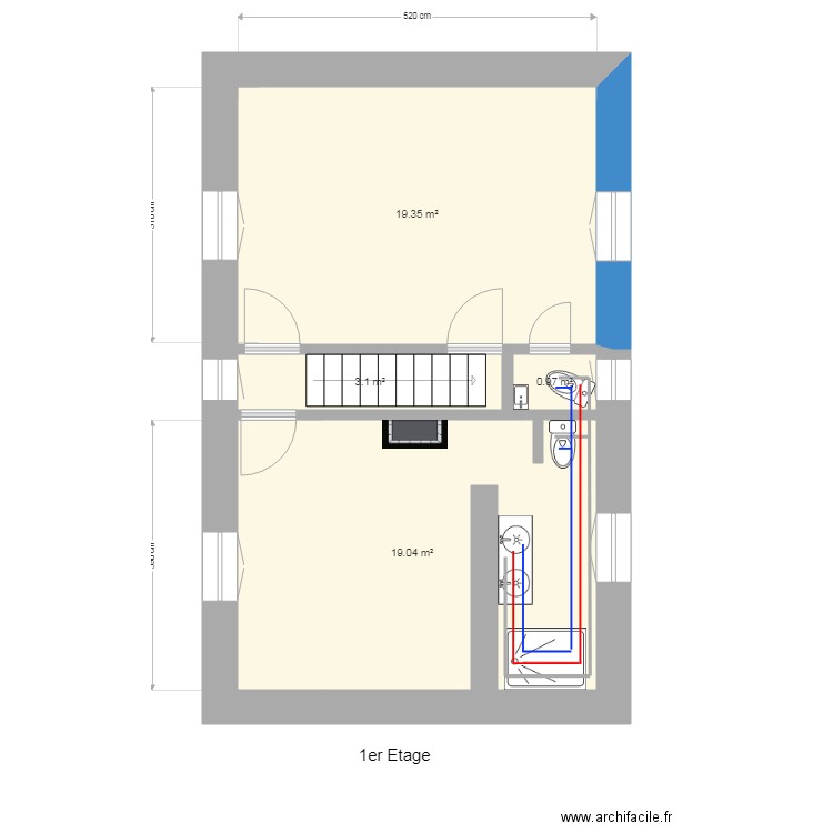 1er Etage Plomberie. Plan de 0 pièce et 0 m2
