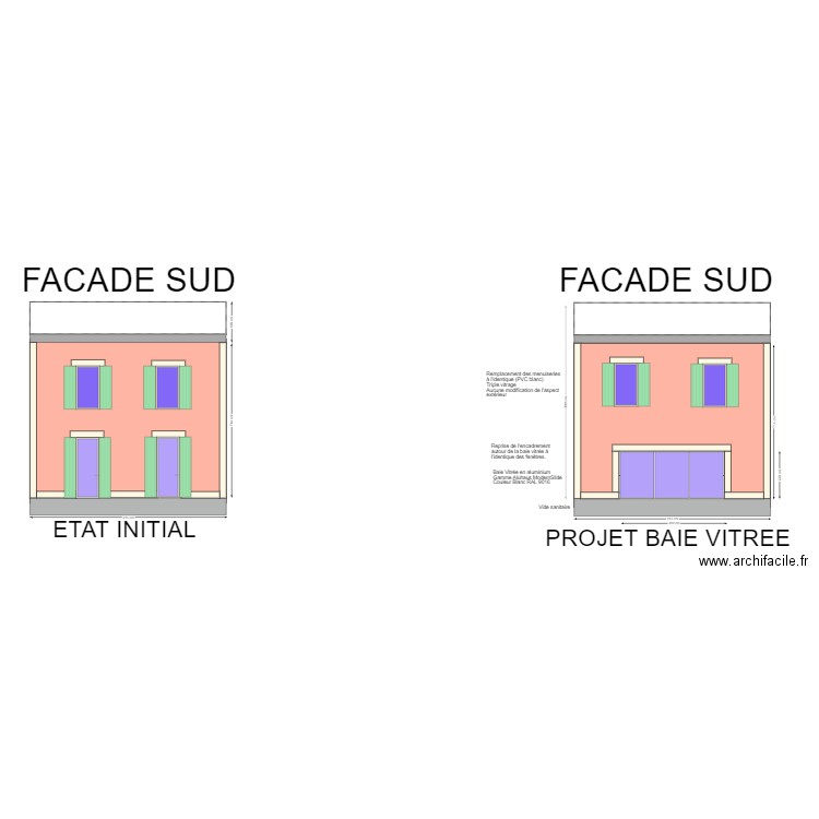 Façade SUD. Plan de 0 pièce et 0 m2