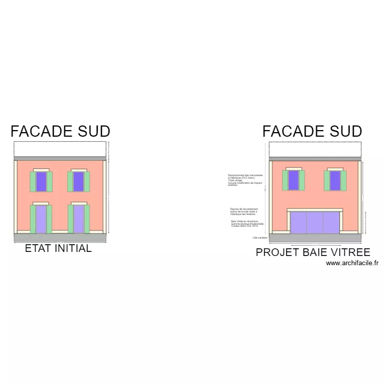 Fa&ccedil;ade SUD. Plan de 