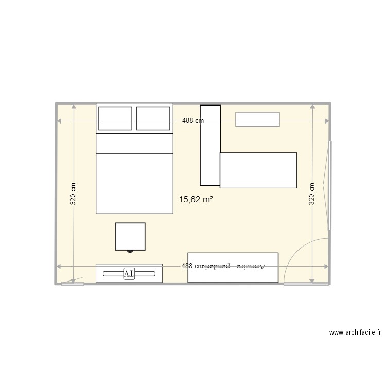 Chambre leia v 15m2. Plan de 0 pièce et 0 m2