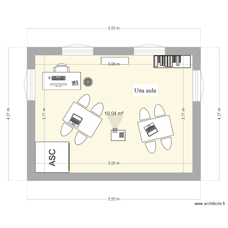 étage n°3. Plan de 1 pièce et 19 m2