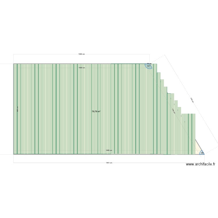 Lanckweert. Plan de 1 pièce et 80 m2