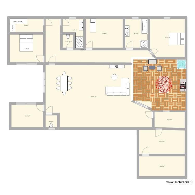 maison Célie et Nico et Hanaé et Noam. Plan de 15 pièces et 252 m2