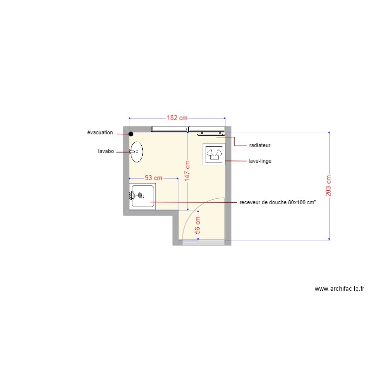 plan existant dossier 5728. Plan de 1 pièce et 3 m2