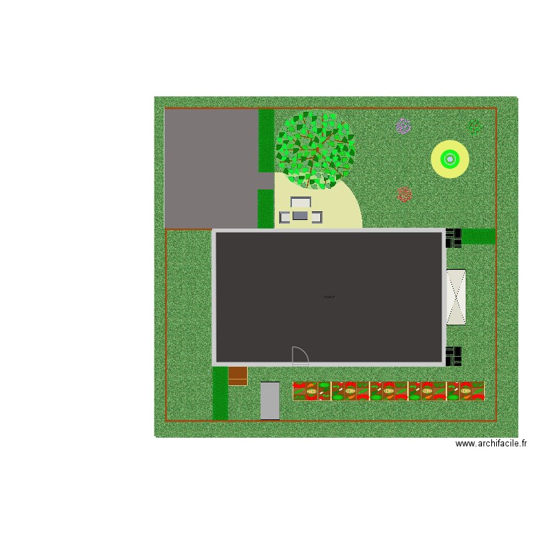 terrain maison jardin. Plan de 1 pièce et 116 m2