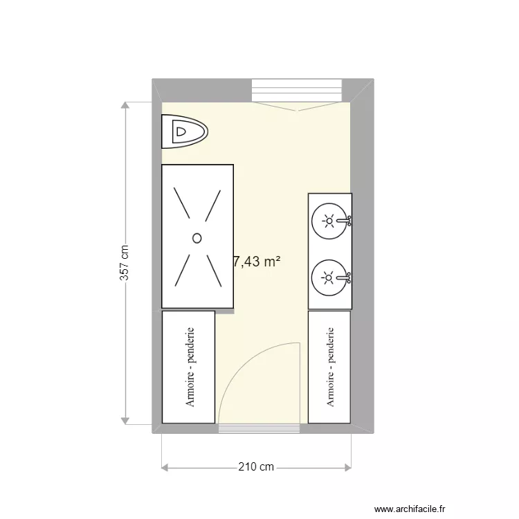 Salle de bain 210 x 360 V2. Plan de 