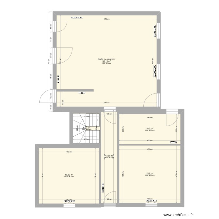 rdc Mairie. Plan de 6 pièces et 114 m2