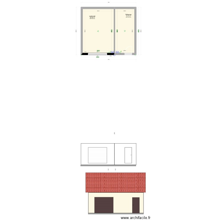 PLAN DE MASSE GARAGE MULTE. Plan de 2 pièces et 37 m2