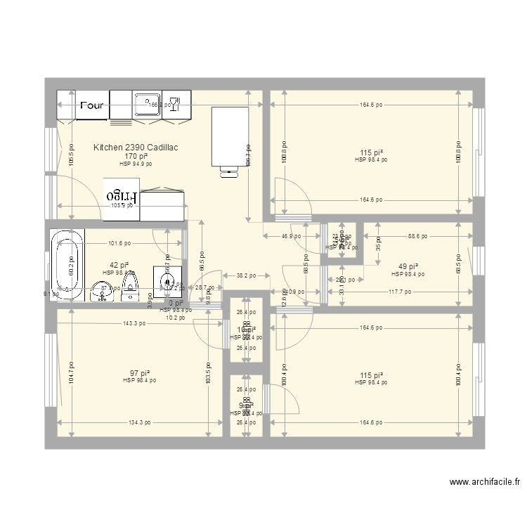 2390 Cadilac en mm. Plan de 0 pièce et 0 m2