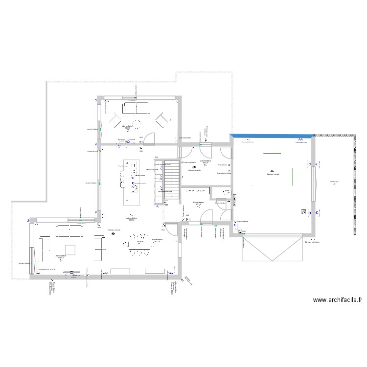 Installation électrique rez de chaussée N 1 0206. Plan de 0 pièce et 0 m2