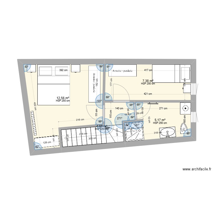 etage1QUATER. Plan de 4 pièces et 29 m2