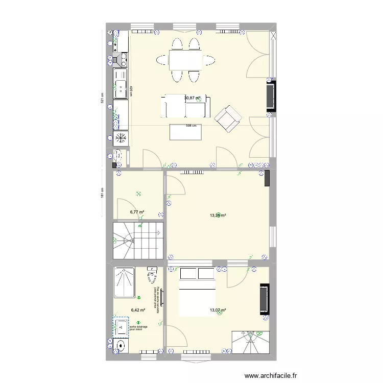 Maison Bi&acirc;o 1er &eacute;tage. Plan de 