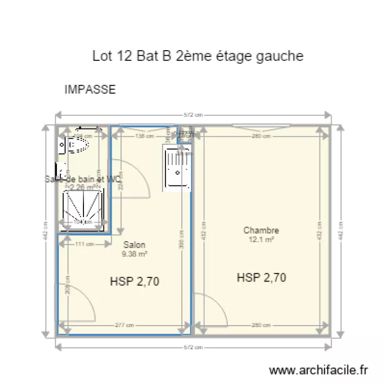 Bat B 2&egrave;me G Lot 12. Plan de 